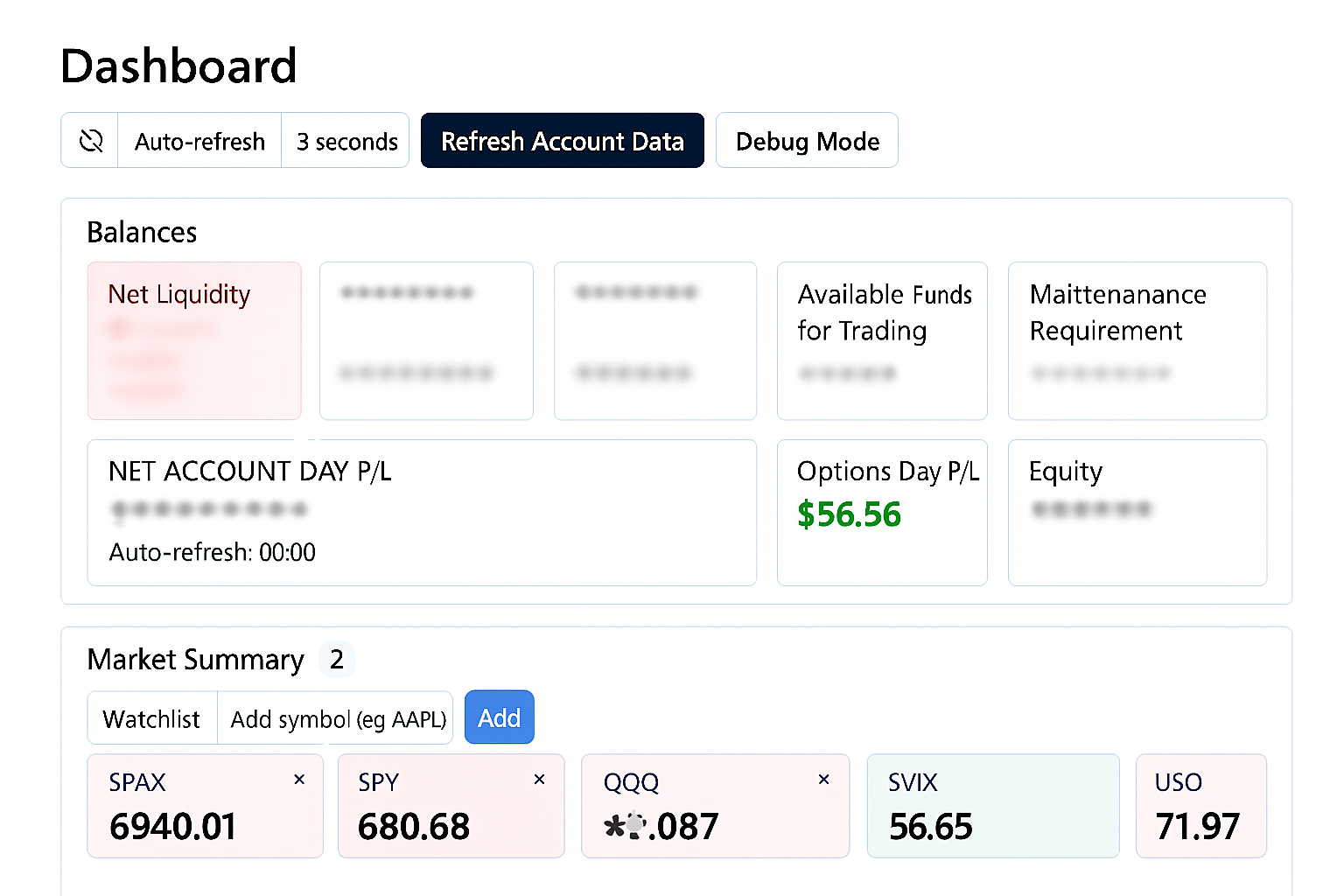Live telemetry preview
